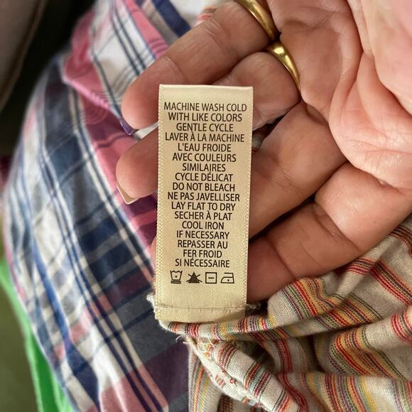 Max Studio blouse knit shirt top women's medium natural stripe tie front red tan - Picture 8 of 14